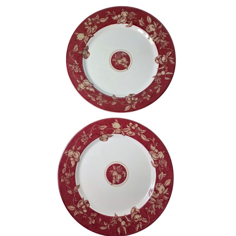 WAVERLY Red Fruit Toile Garden Room 11" Dinner Plates Columbia - Set of 2